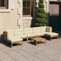  8 Piece Garden Lounge Set&amp;Cushions Honey Brown Solid Pinewood