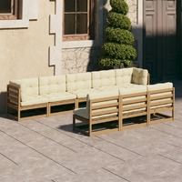  8 Piece Garden Lounge Set&amp;Cushions Honey Brown Solid Pinewood