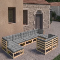  9 Piece Garden Lounge Set with Cushions Solid Pinewood