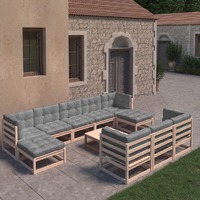  11 Piece Garden Lounge Set with Cushions Solid Pinewood
