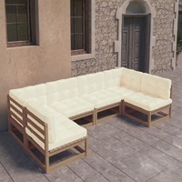  6 Piece Garden Lounge Set&amp;Cushions Honey Brown Solid Pinewood