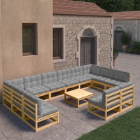  13 Piece Garden Lounge Set with Cushions Solid Pinewood