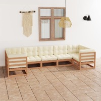  7 Piece Garden Lounge Set&amp;Cushions Honey Brown Solid Pinewood