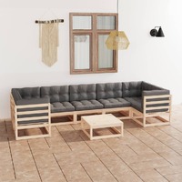  8 Piece Garden Lounge Set with Cushions Solid Pinewood