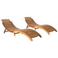  Sun Loungers 2 pcs Solid Wood Acacia