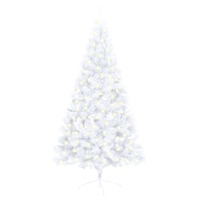  Artificial Half Pre-lit Christmas Tree with Stand White 150 cm PVC