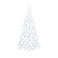  Artificial Half Pre-lit Christmas Tree with Stand White 240 cm PVC
