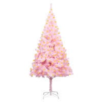  Artificial Pre-lit Christmas Tree with Stand Pink 180 cm PVC