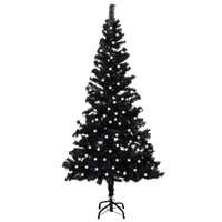  Artificial Pre-lit Christmas Tree with Stand Black 240 cm PVC