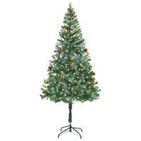  Artificial Pre-lit Christmas Tree with Pine Cones 180 cm
