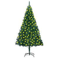  Artificial Pre-lit Christmas Tree with Thick Branches Green 210 cm