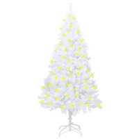  Artificial Pre-lit Christmas Tree with Thick Branches White 150 cm