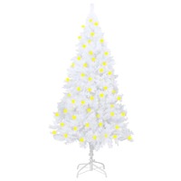  Artificial Pre-lit Christmas Tree with Thick Branches White 180 cm