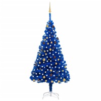  Artificial Pre-lit Christmas Tree with Ball Set Blue 210 cm PVC
