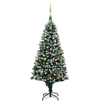  Artificial Pre-lit Christmas Tree with Ball Set&amp;Pinecones 240 cm