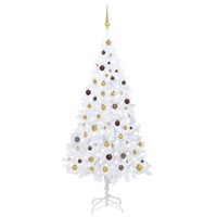  Artificial Pre-lit Christmas Tree with Ball Set White 210 cm PVC