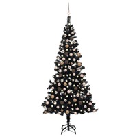  Artificial Pre-lit Christmas Tree with Ball Set Black 240 cm PVC