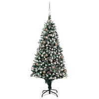  Artificial Pre-lit Christmas Tree with Ball Set&amp;Pine Cones 210 cm