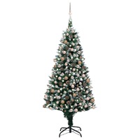  Artificial Pre-lit Christmas Tree with Ball Set&amp;Pine Cones 240 cm