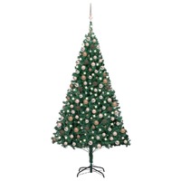  Artificial Pre-lit Christmas Tree with Ball Set Green 210 cm PVC