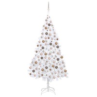  Artificial Pre-lit Christmas Tree with Ball Set White 210 cm PVC