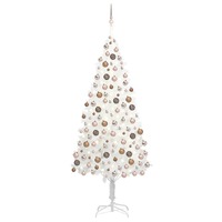  Artificial Pre-lit Christmas Tree with Ball Set White 210 cm