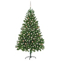  Artificial Pre-lit Christmas Tree with Ball Set 210 cm Green