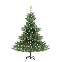  Nordmann Fir Artificial Christmas Tree LED&amp;Ball Set Green 210cm