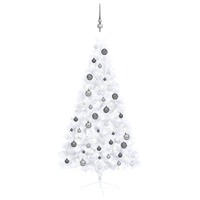  Artificial Half Pre-lit Christmas Tree with Ball Set White 150 cm