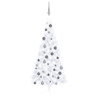  Artificial Half Pre-lit Christmas Tree with Ball Set White 180 cm