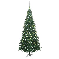  Artificial Pre-lit Christmas Tree with Ball Set L 240 cm Green