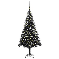 Artificial Pre-lit Christmas Tree with Ball Set Black 240 cm PVC