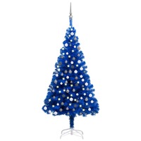  Artificial Pre-lit Christmas Tree with Ball Set Blue 120 cm PVC