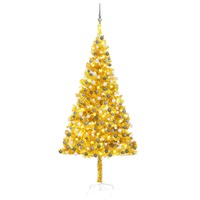  Artificial Pre-lit Christmas Tree with Ball Set Gold 210 cm PET