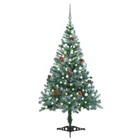  Frosted Pre-lit Christmas Tree with Ball Set Pinecones 150 cm