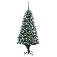  Artificial Pre-lit Christmas Tree with Ball Set&amp;Pine Cones 240 cm