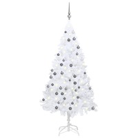  Artificial Pre-lit Christmas Tree with Ball Set White 180 cm PVC