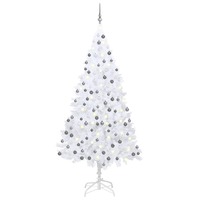 Artificial Pre-lit Christmas Tree with Ball Set White 210 cm PVC