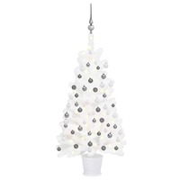  Artificial Pre-lit Christmas Tree with Ball Set White 90 cm