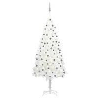  Artificial Pre-lit Christmas Tree with Ball Set White 210 cm