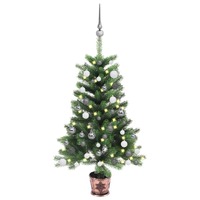  Artificial Pre-lit Christmas Tree with Ball Set 90 cm Green