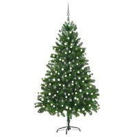  Artificial Pre-lit Christmas Tree with Ball Set 210 cm Green