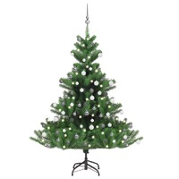  Nordmann Fir Artificial Christmas Tree LED&amp;Ball Set Green 150cm