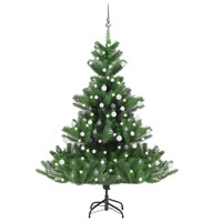  Nordmann Fir Artificial Christmas Tree LED&amp;Ball Set Green 180cm