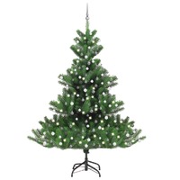  Nordmann Fir Artificial Christmas Tree LED&amp;Ball Set Green 240cm