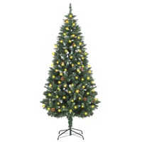  Artificial Pre-lit Christmas Tree with Pine Cones 180 cm