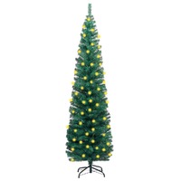  Slim Artificial Pre-lit Christmas Tree with Stand Green 240 cm PVC