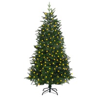  Artificial Pre-lit Christmas Tree Green 180 cm PVC&amp;PE