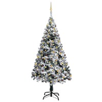  Artificial Pre-lit Christmas Tree with Ball Set Green 210 cm PVC
