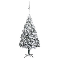  Artificial Christmas Tree LEDs&amp;Ball Set&amp;Flocked Snow Green 300 cm